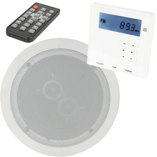 Loops Wall Mounted Mini Bluetooth Amplifier & 1 Stereo Ceiling Speaker Kit Stereo HiFi