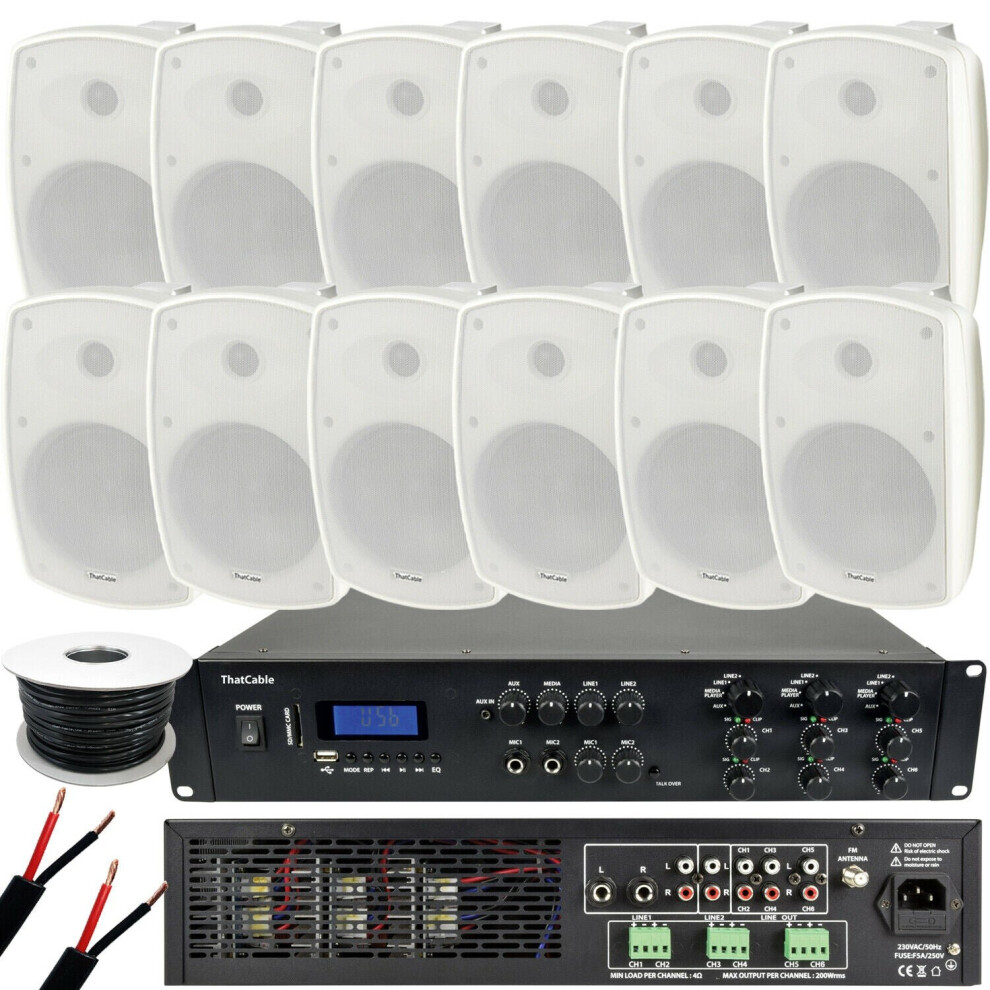 Loops 1200W Loud Outdoor Bluetooth System 12X White Speaker Weatherproof Music Player