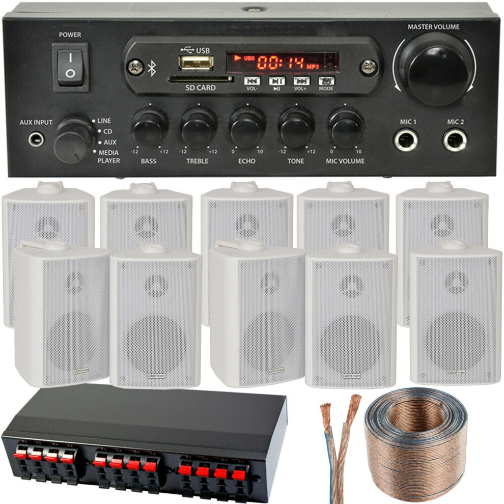 10 Speaker 5 Zone Background Music Kit Bluetooth Sound System Restaurant Shop-image-OPC-P8WKCBR-NEW