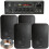 Loops Bluetooth Sound System 4x Black 200W Wall Speakers - 2 Channel Stereo Amplifier 1