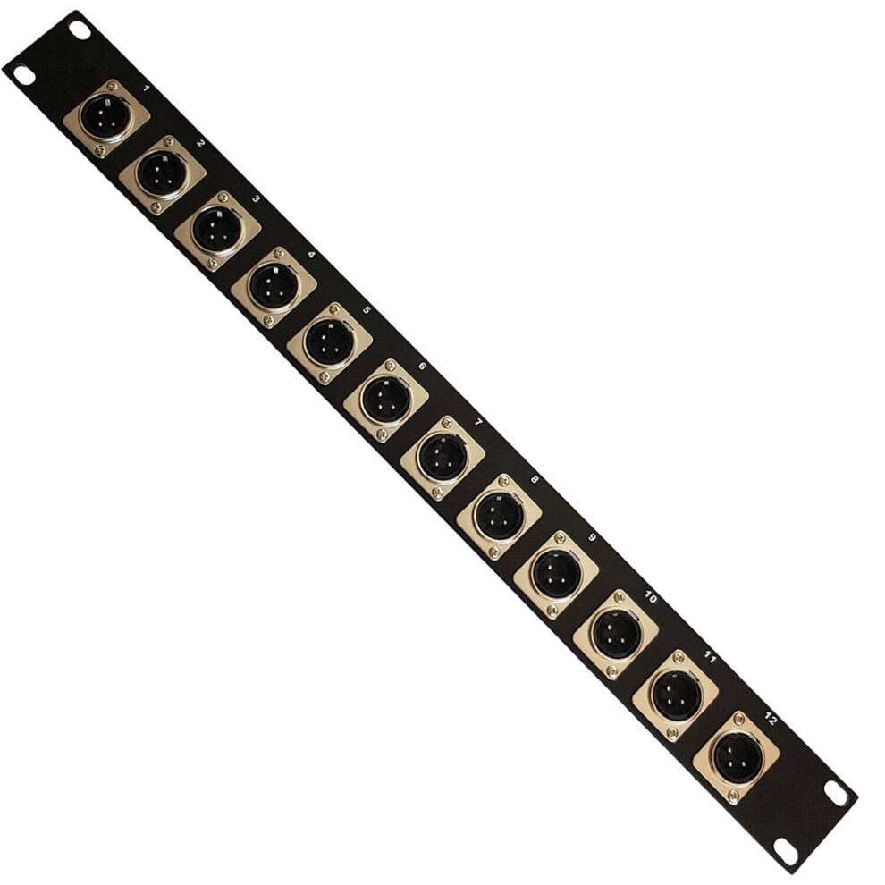 Loops 12 Port Xlr Patch Panel 1U 19 Rack 3 Pin Male Audio Connector Chassis Plugs