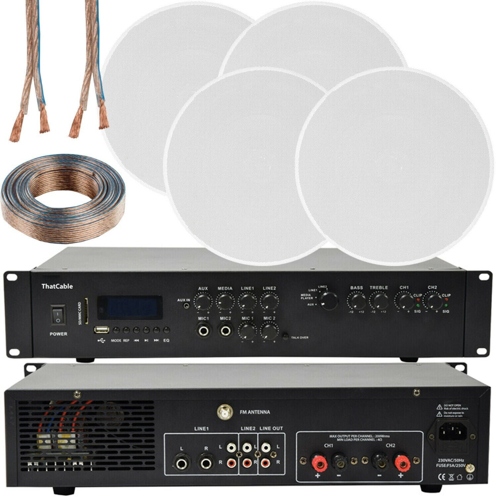 Loops 400W Bluetooth Sound System 4X 8 Slim Ceiling Speaker Channel Hifi Amplifier