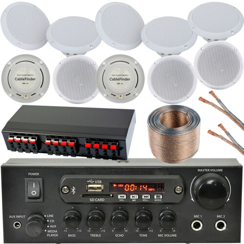 Loops 5 Zone Bluetooth System 10x Ceiling Speaker Background Music Shop Restaurant