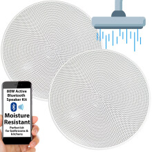 Active Bluetooth Ceiling Speaker Kit 5.25" 80W Moisture Resistant Bathroom Audio