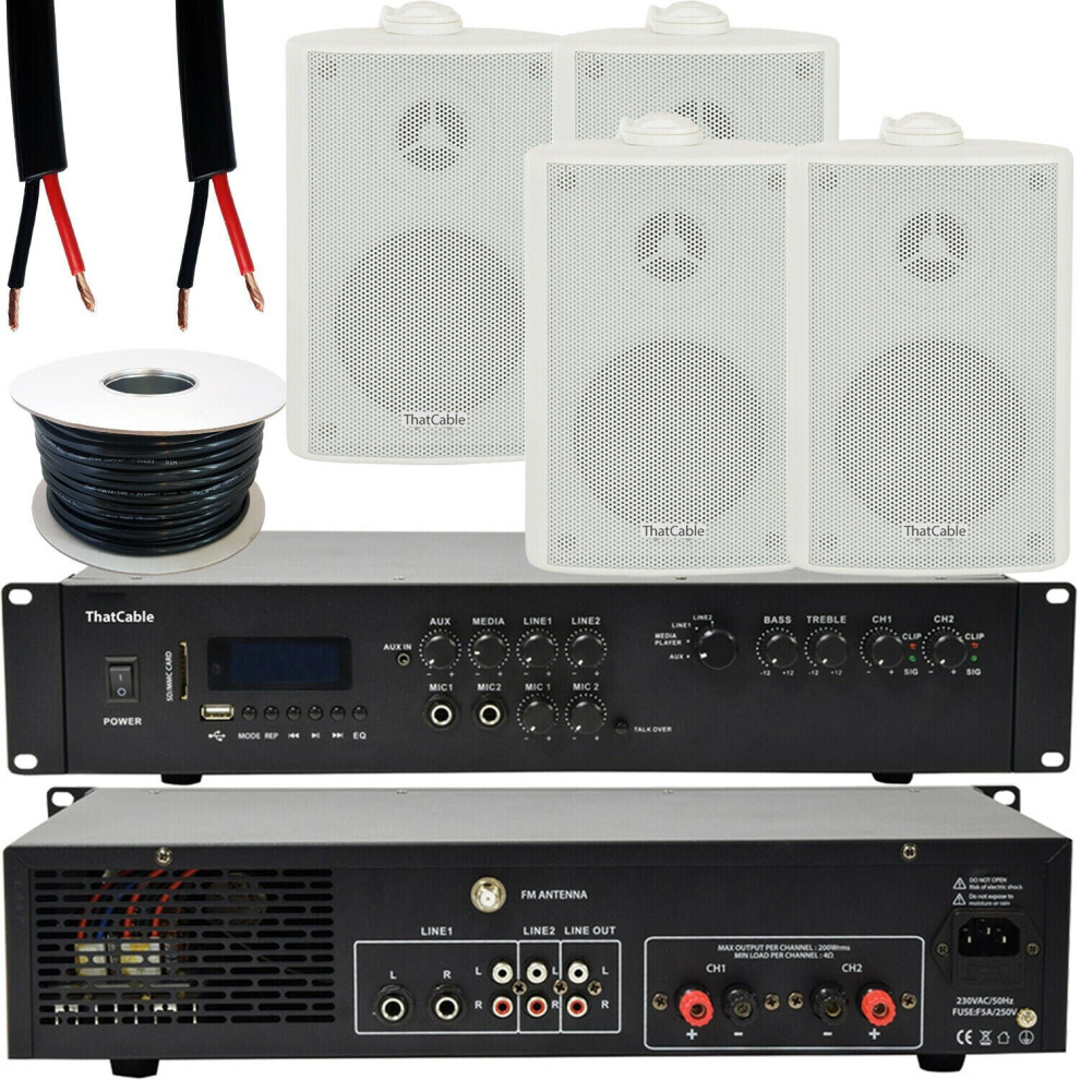 Loops 400W Loud Outdoor Bluetooth System 4X White Speaker Weatherproof Garden Music