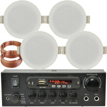 Bluetooth Ceiling Music Kit PRO Amp & 4 Low Profile Speakers Stereo HiFi Sound
