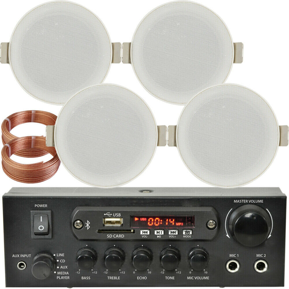 Loops Bluetooth Ceiling Music Kit Pro Amp & 4 Low Profile Speakers Stereo Hifi Sound