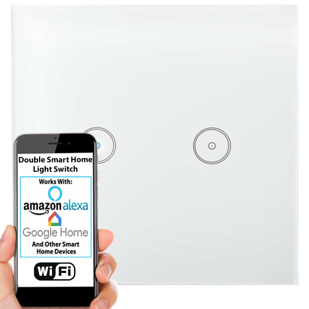 Double WiFi Light Switch & Auto Timer Kit Wireless Control Lamp Wall Plate