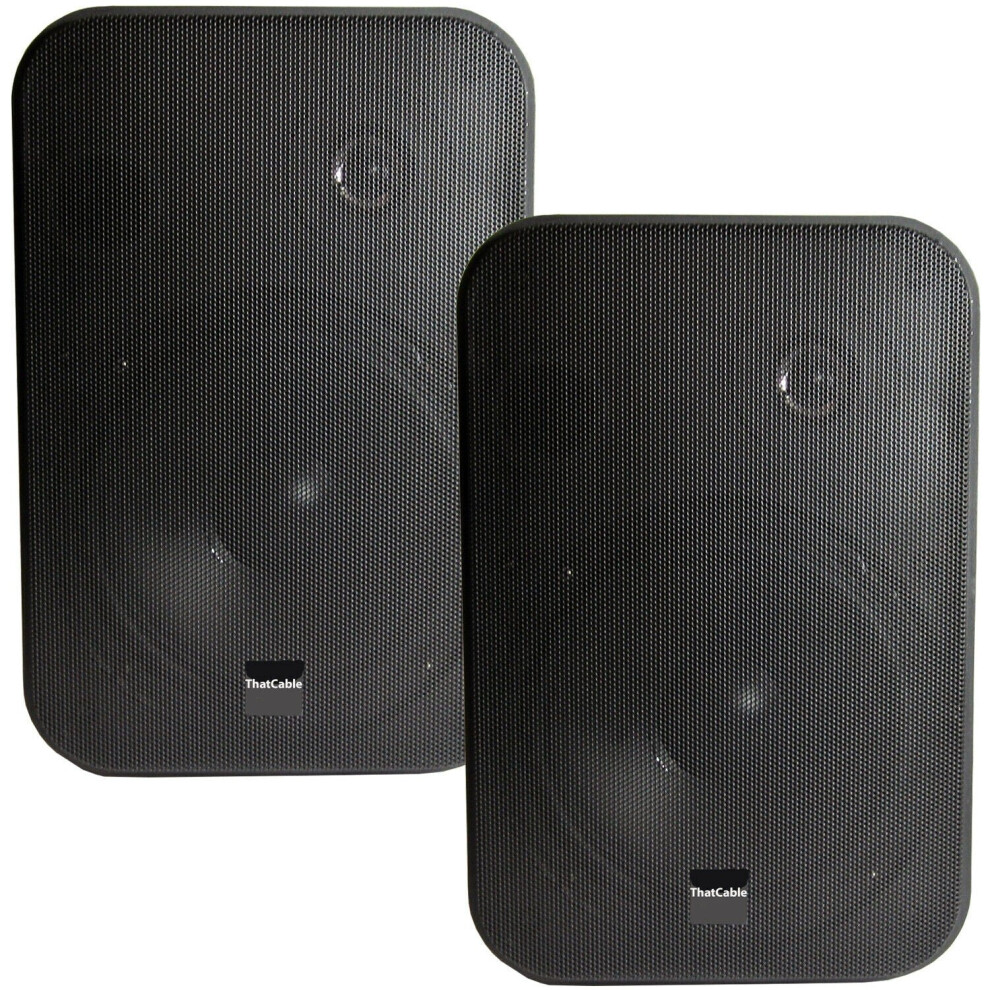 2X 6.5" 200W Moisture Resistant Stereo Loud Speakers 8Ohm Wall Mounted Black 5055538135545