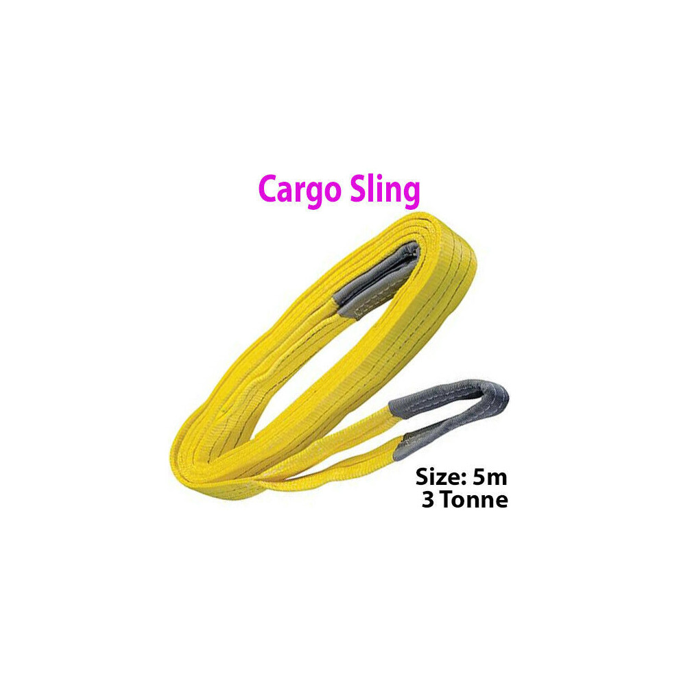 Loops 5M 3 Tonne (3000Kg) Flat Webbing Strong Cargo Sling Lifting Crane Hoist Strap