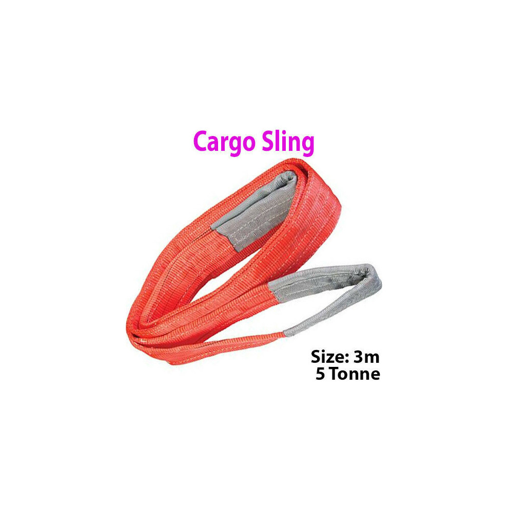 3m 5 Tonne (5000KG) Flat Webbing Strong Cargo Sling Lifting Crane Hoist Strap