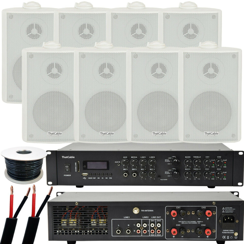 800W Loud Outdoor Bluetooth System 8X Speaker Weatherproof Garden Music White 5055538135439