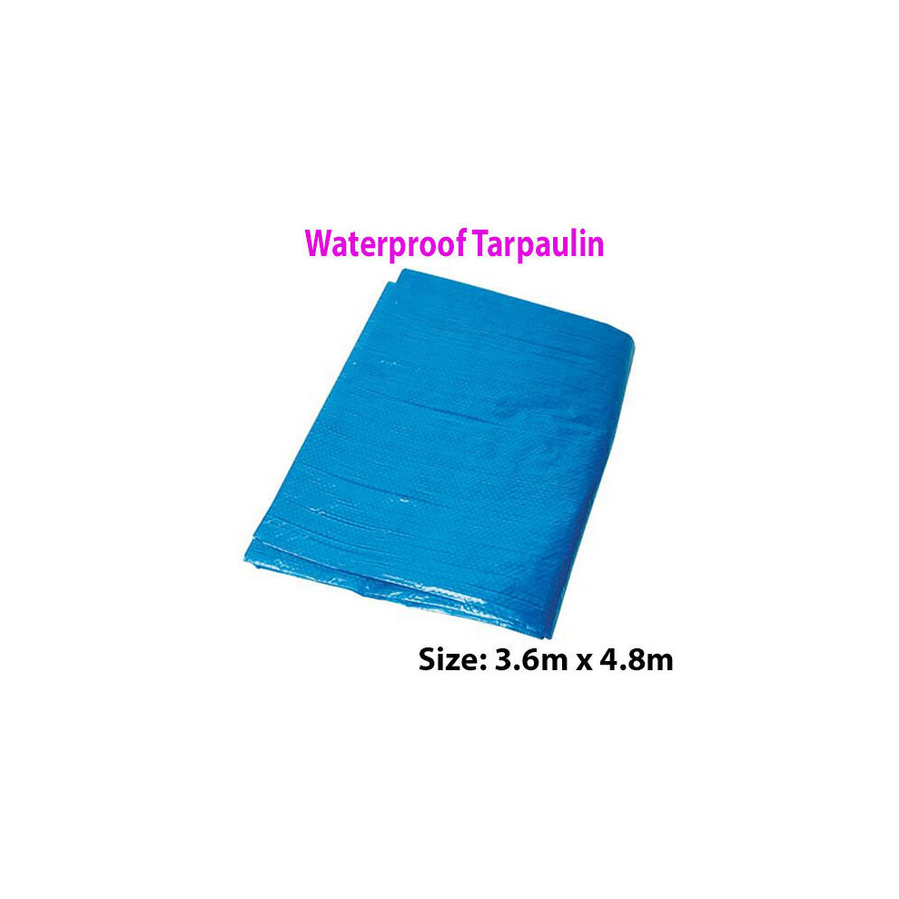 3.6 x 4.8m Outdoor Waterproof Blue Tarpaulin Sheets Ground Protective Cover Tarp