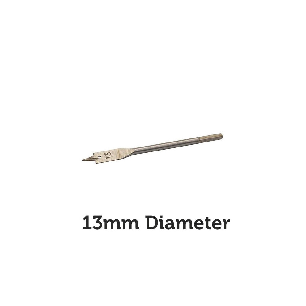 13mm x 150mm HARDENED STEEL Flat Spade Core Drill Bit Hex Shank Wood Hole Cutter