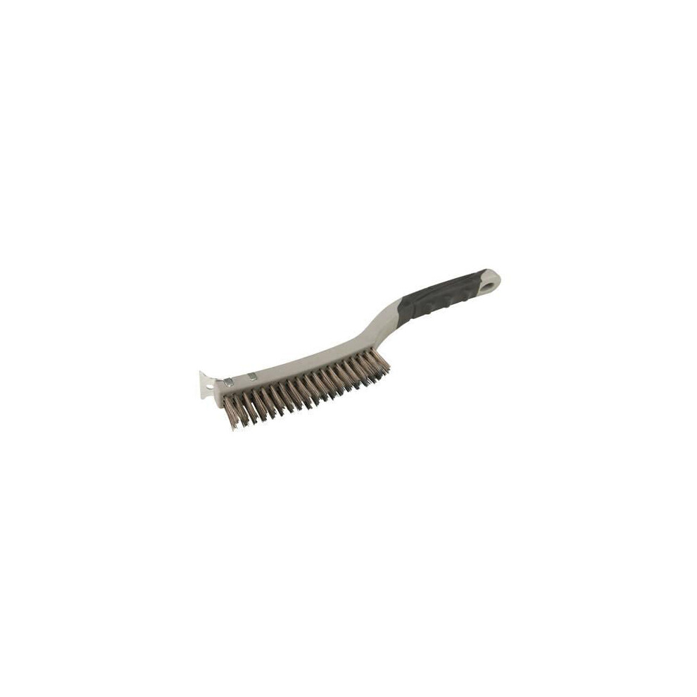 Hand Wire Brush Stainless Steel with Scraper 3 Row Rust Paint Remover