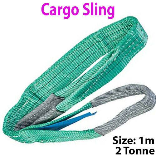 Loops 1m 2 Tonne (2000KG) Flat Webbing Strong Cargo Sling Lifting Crane Hoist Strap