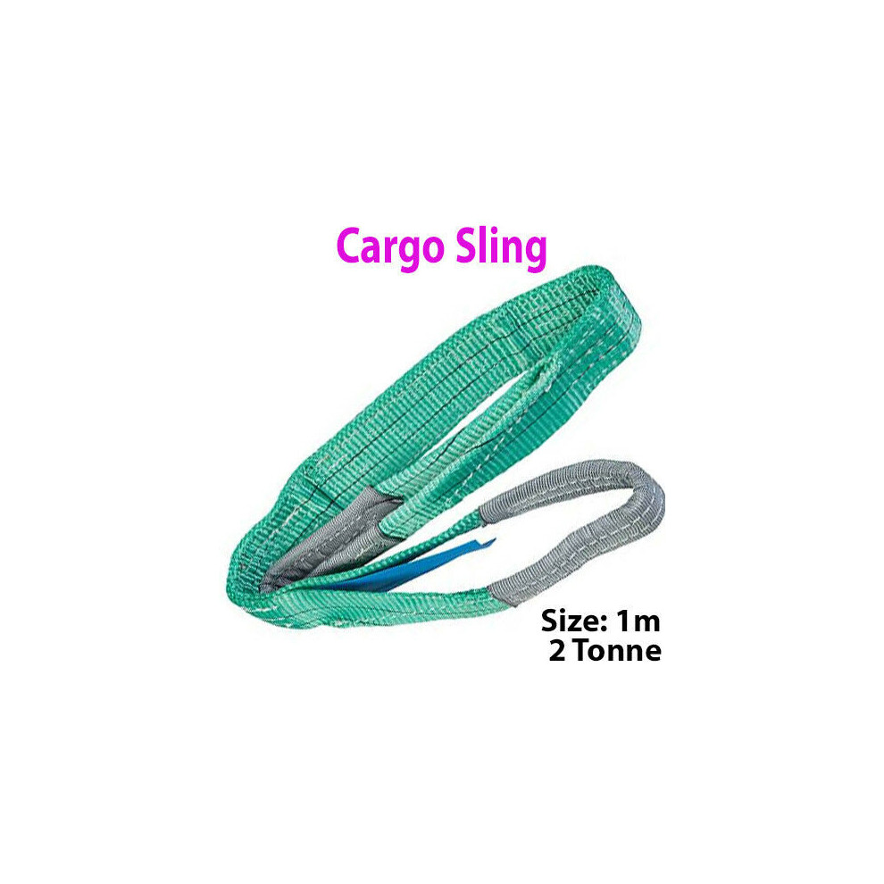 1M 2 Tonne (2000Kg) Flat Webbing Strong Cargo Sling Lifting Crane Hoist Strap 5056199804924