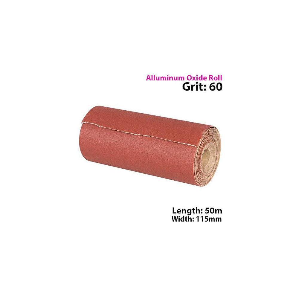 50m 60 Grit Aluminium Oxide Sand Paper Rolls Long Life Sanding Grinding Sheet