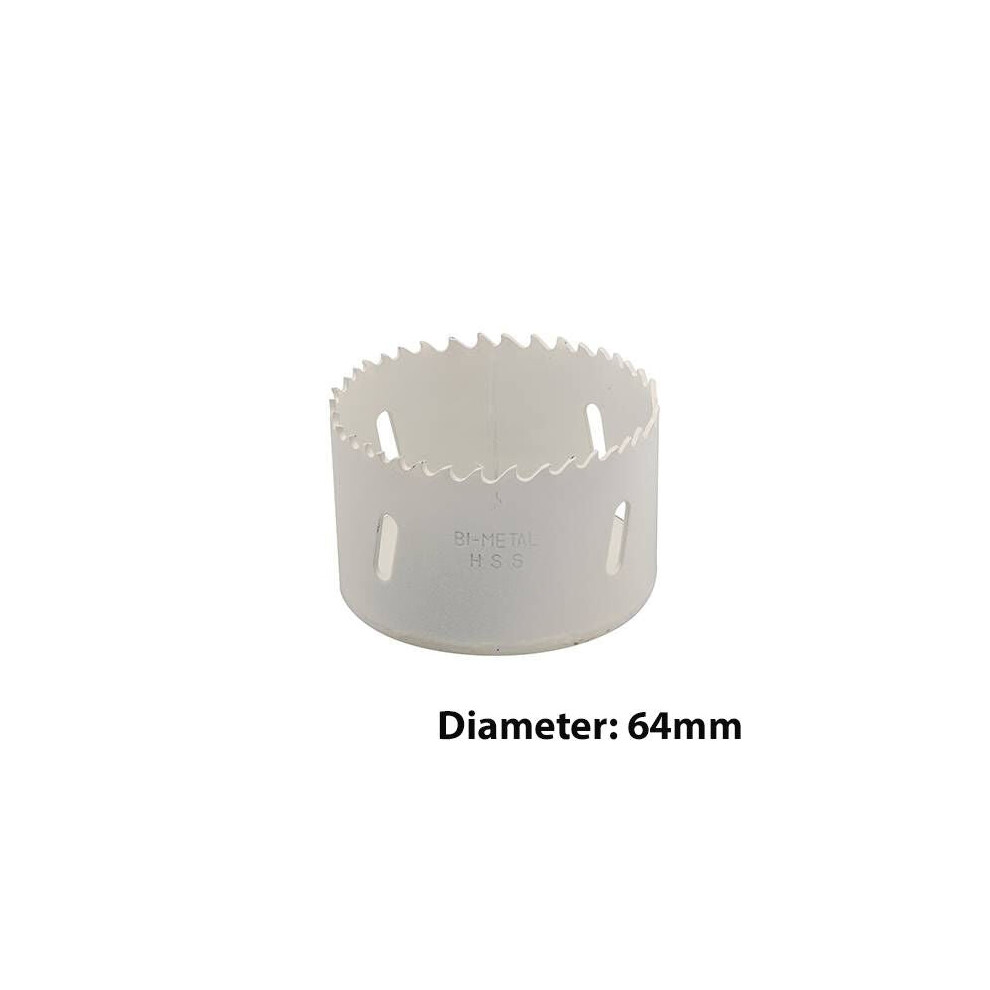 Bi Metal Core Drill Bits 64mm Diameter HSS STEEL Wood Hole Saw Worktop Cutters