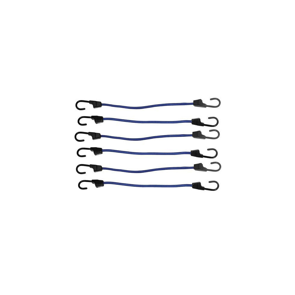 QTY 6 400mm Elastic Bungee Cords Straps Car Bike Luggage Hooks