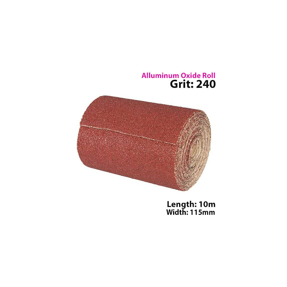 10m 240 Grit Aluminium Oxide Sand Paper Rolls Long Life Sanding Grinding Sheet