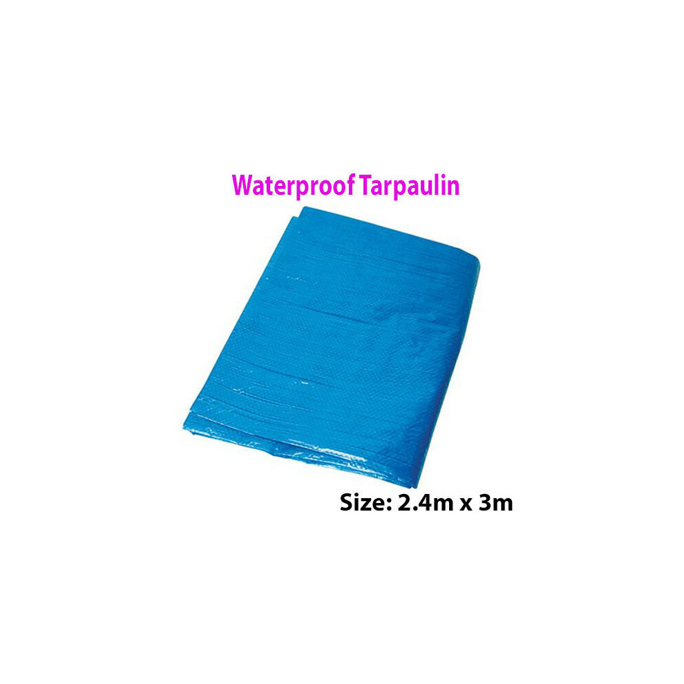 2.4 x 3m Outdoor Waterproof Blue Tarpaulin Sheets Ground Protective Cover Tarp