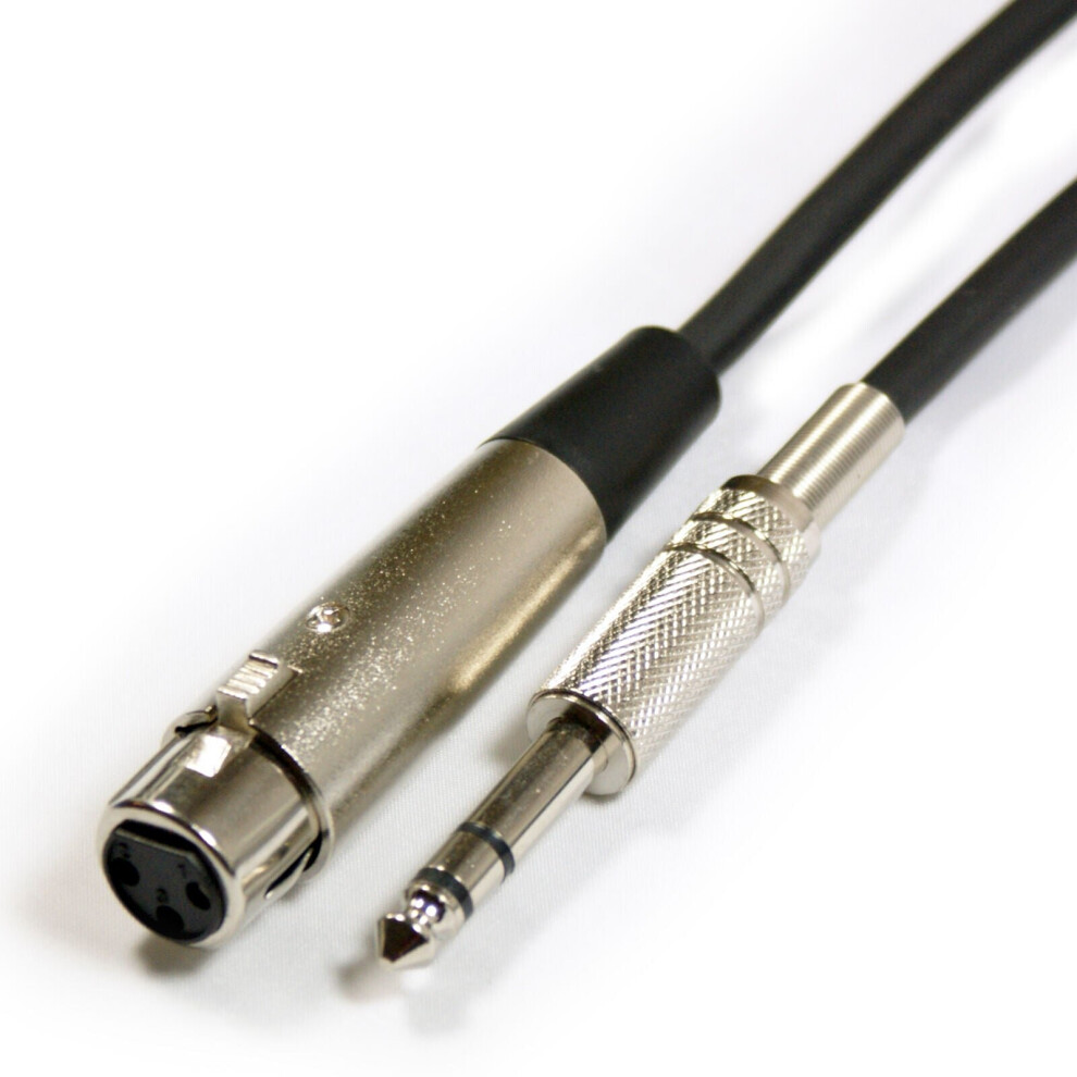 10m 6.35mm 1/4" Stereo Jack Plug to XLR Female Cable 3 Pin Audio Microphone Lead