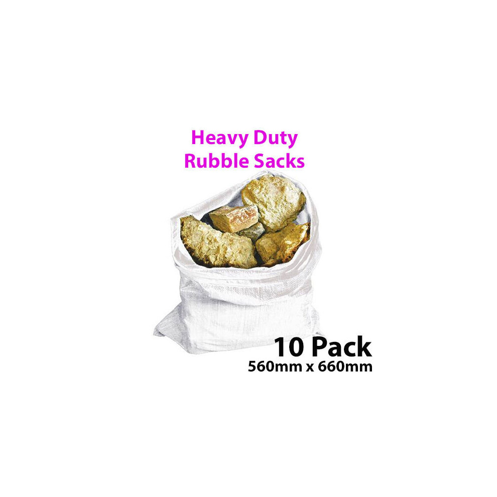 10 Pack Heavy Duty Builders Rubble Sacks 560mm x 660mm 70GSM Brick Sand Gravel