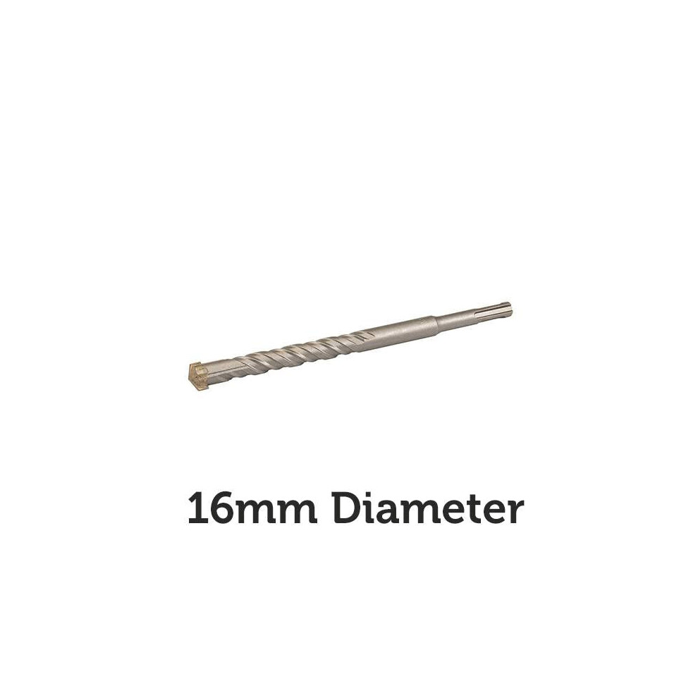 16mm x 210mm SDS Plus Crosshead Masonry Drill Bit Tungsten 4 Point Cutting Head