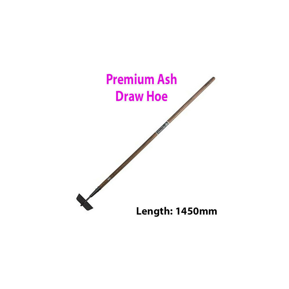 PREMIUM Carbon Steel 1450mm Draw Hoe Garden Ground Plant Weed Dig Crops Tool