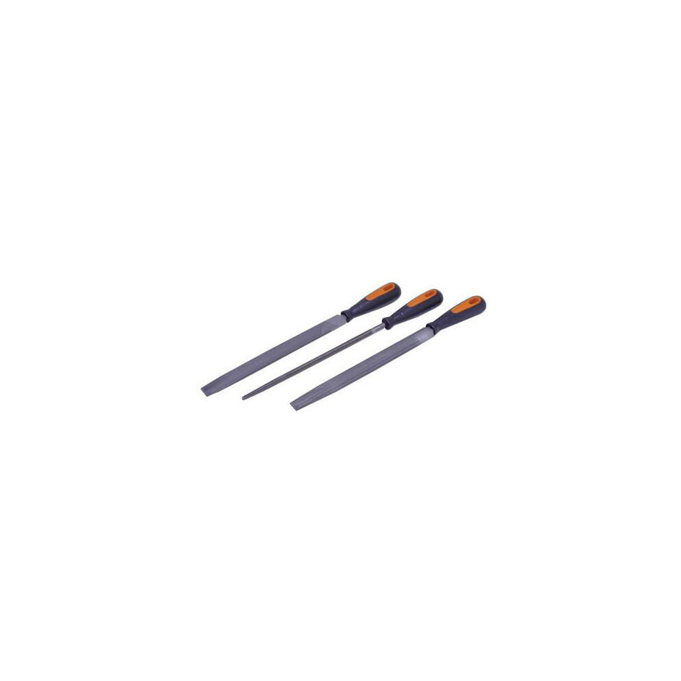3 Piece 250mm File Set Flat Half Round Round Second Cut