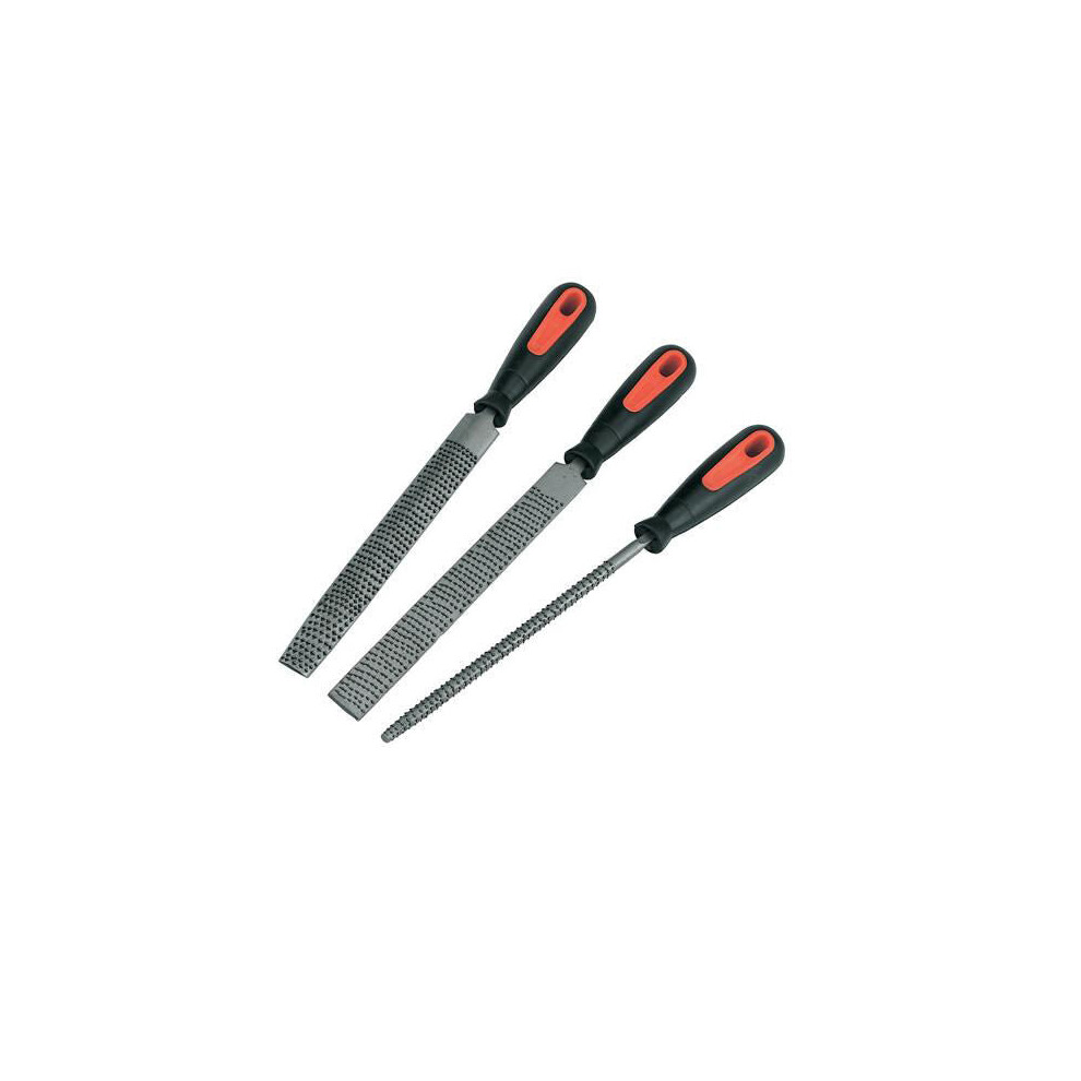 3 Piece 200mm Rasps Set Flat Half Round Round Hardened Blades