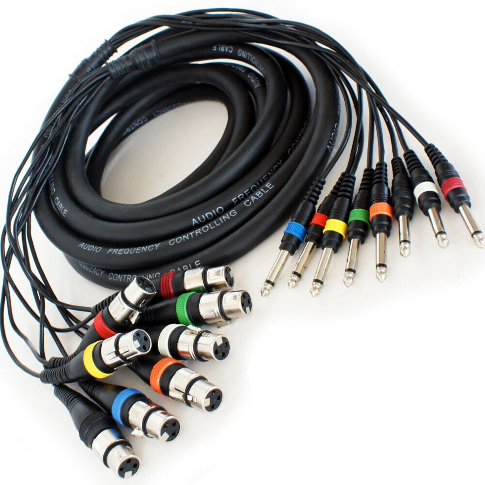 Loops 2.5M 8 Way Xlr Female To 6.35Mm Mono Jack Plug Cable Lead 3 Pin 1/4" Pa Multicore