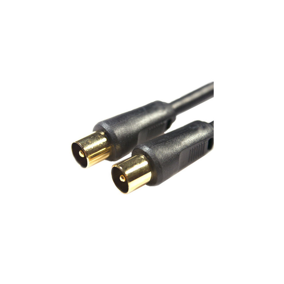 Loops 3M Male To Plug Aerial Cable & Shielded Coaxial Coax Lead Tv Freeview Box Gold