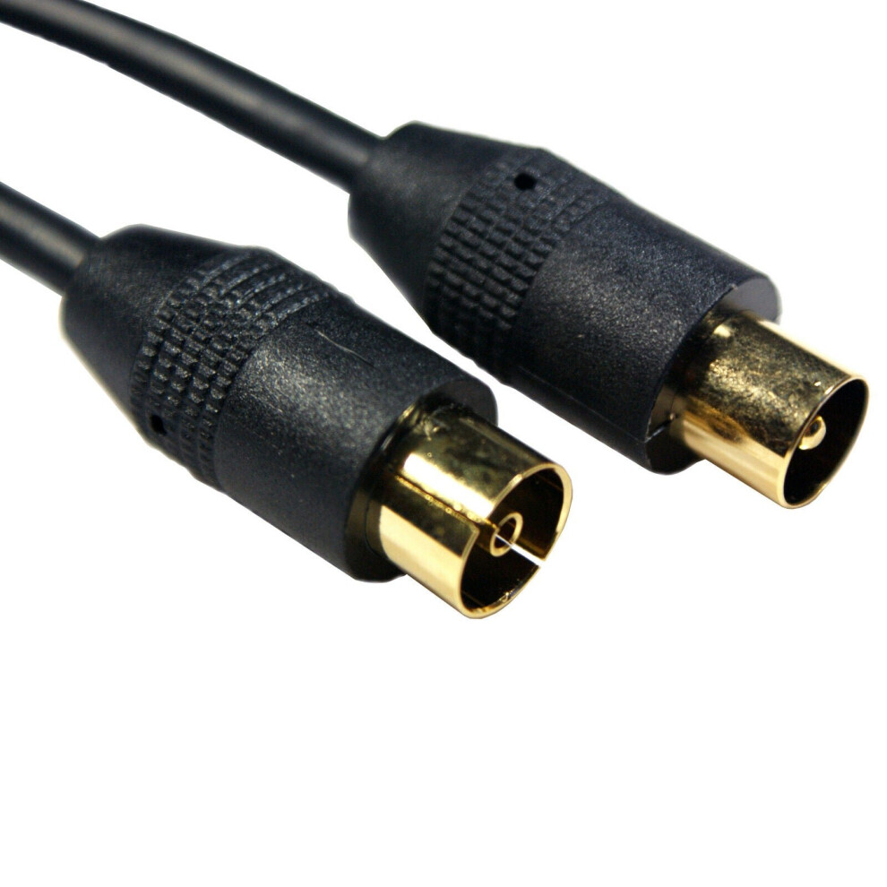 1m GOLD Aerial Cable Extension Male Plug to Female Socket TV Coaxial Coax Lead