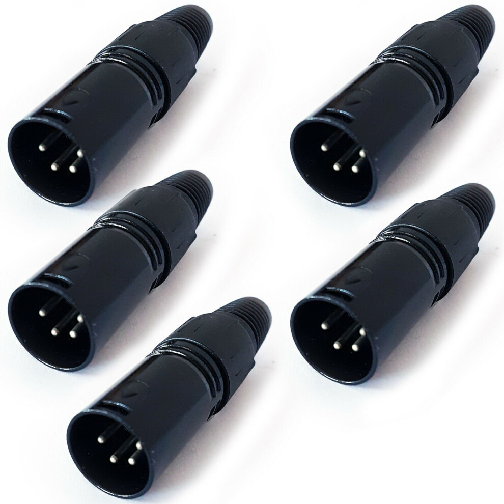 5x XLR 4 Pin Pole Male Connector Plug Solder Adapter To Audio Cable Lead Jack