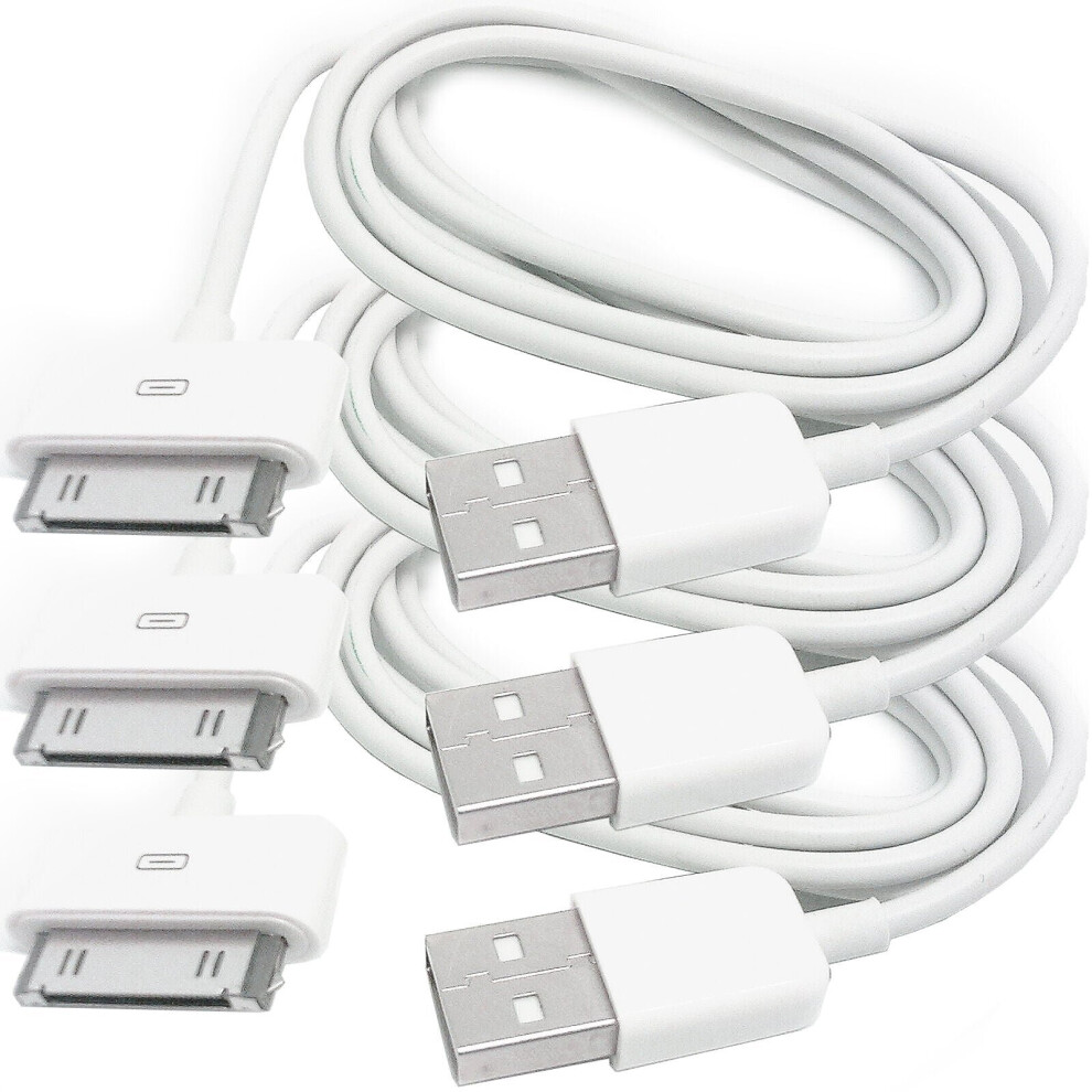 3x 1m USB Male To iPod iPad iPhone 30 Pin Plug Cable Lead Charger 2.0 Apple 4S