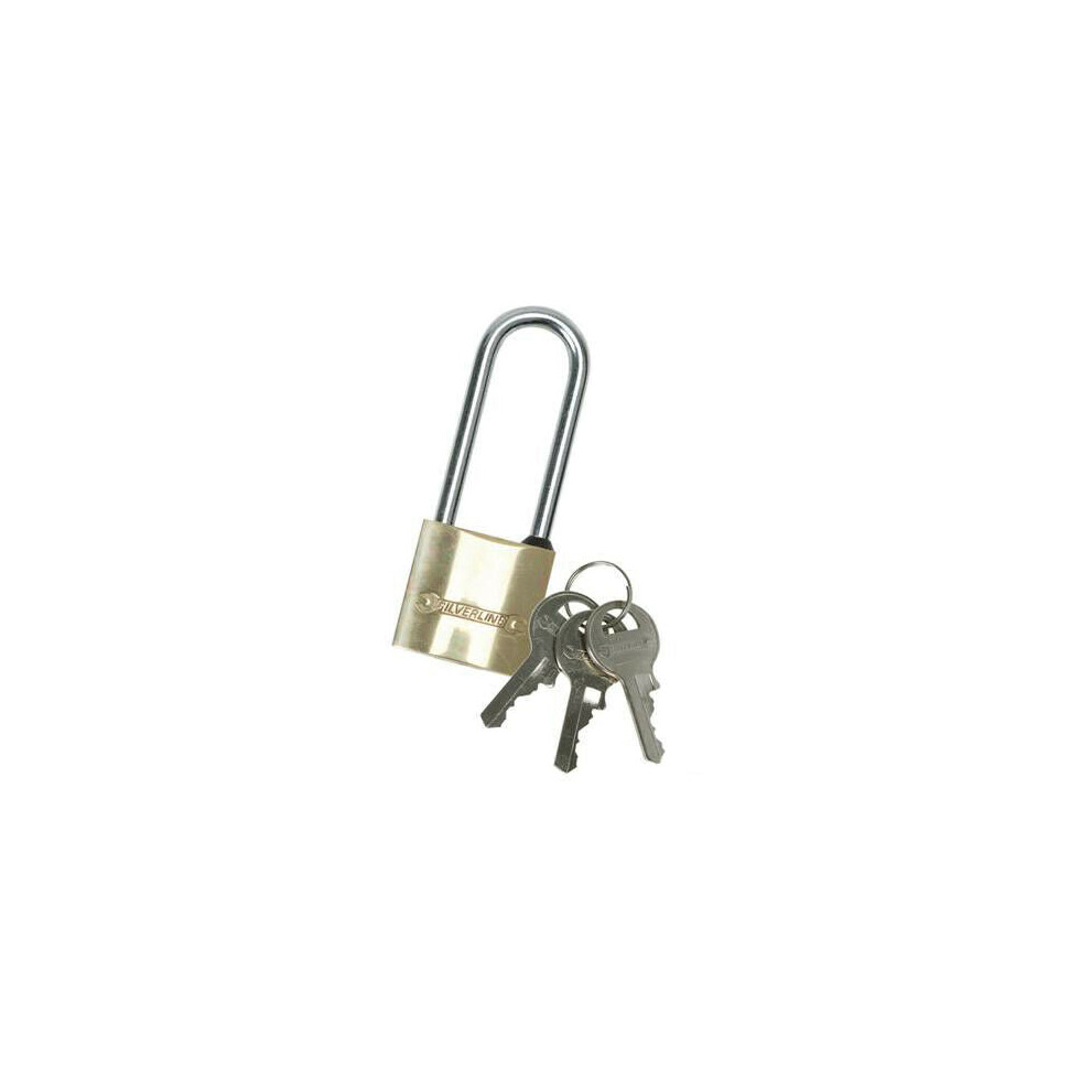 50mm Brass Padlock Extra Long Shackle 8mm Steel Shackle Diameter Security