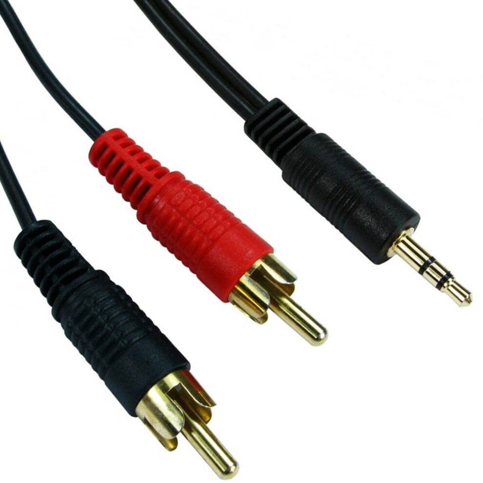 2m 3.5mm Jack Plug to 2 RCA PHONO Male Cable MP3 iPhone iPod Phone Amp Lead