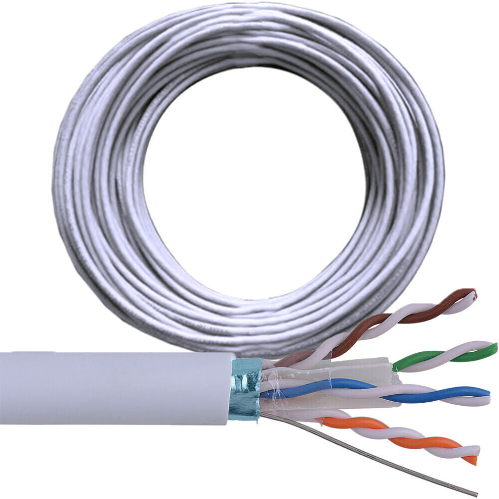 Loops 50M Cat6 Ftp Stp Shielded Cable Reel Drum Pure Copper Ethernet Network Lan Rj45
