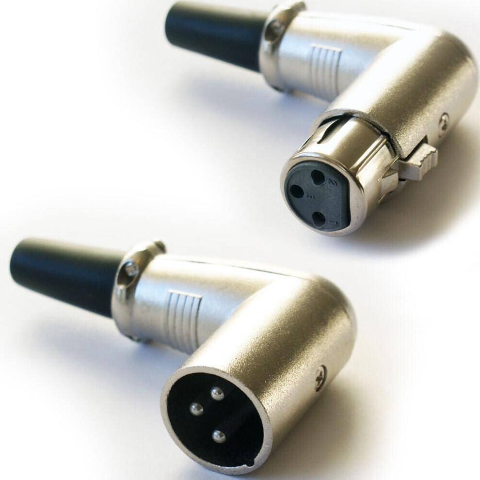 XLR 3 PIN Male & Female Solder Connectors Right Angled 90 Degree For MIC Cables