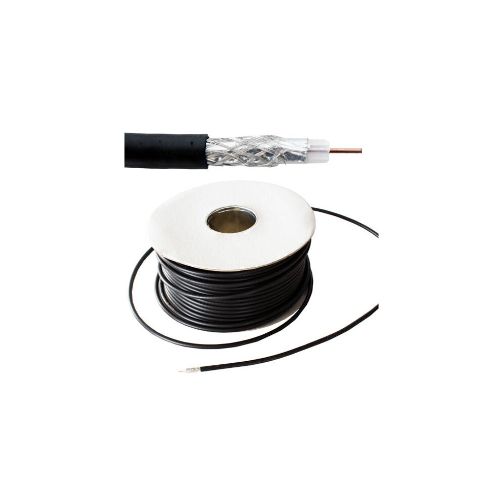 100M Rg59 Coaxial Cable For Cctv Video 75 Ohm Wire Reel Drum Black 5055538199660