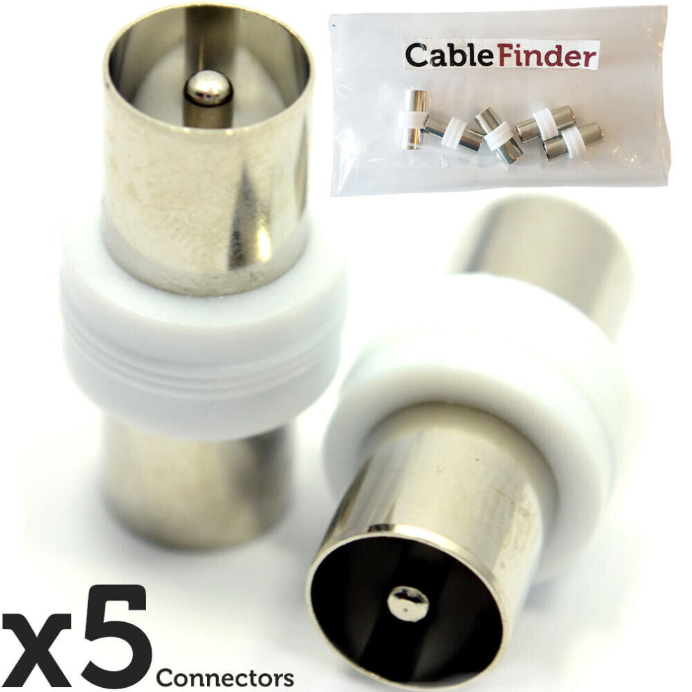 5x TV Aerial Cable Coupler Adapters Male to Plug Joiner RF Coaxial Coax Barrel