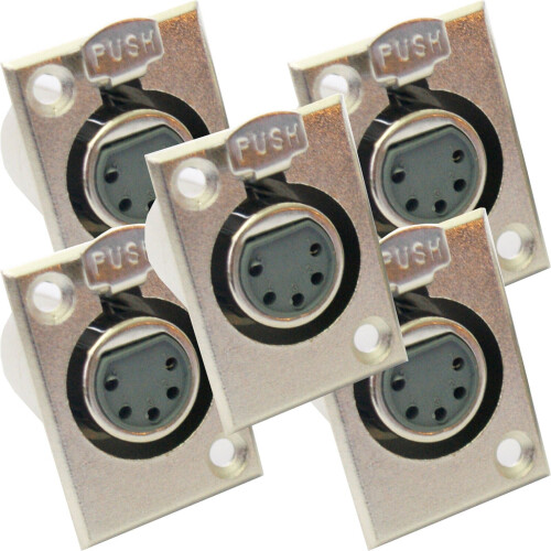Loops QTY 5 XLR 5 Pin Pole Female Solder Connector Chassis Panel Mount Module Socket
