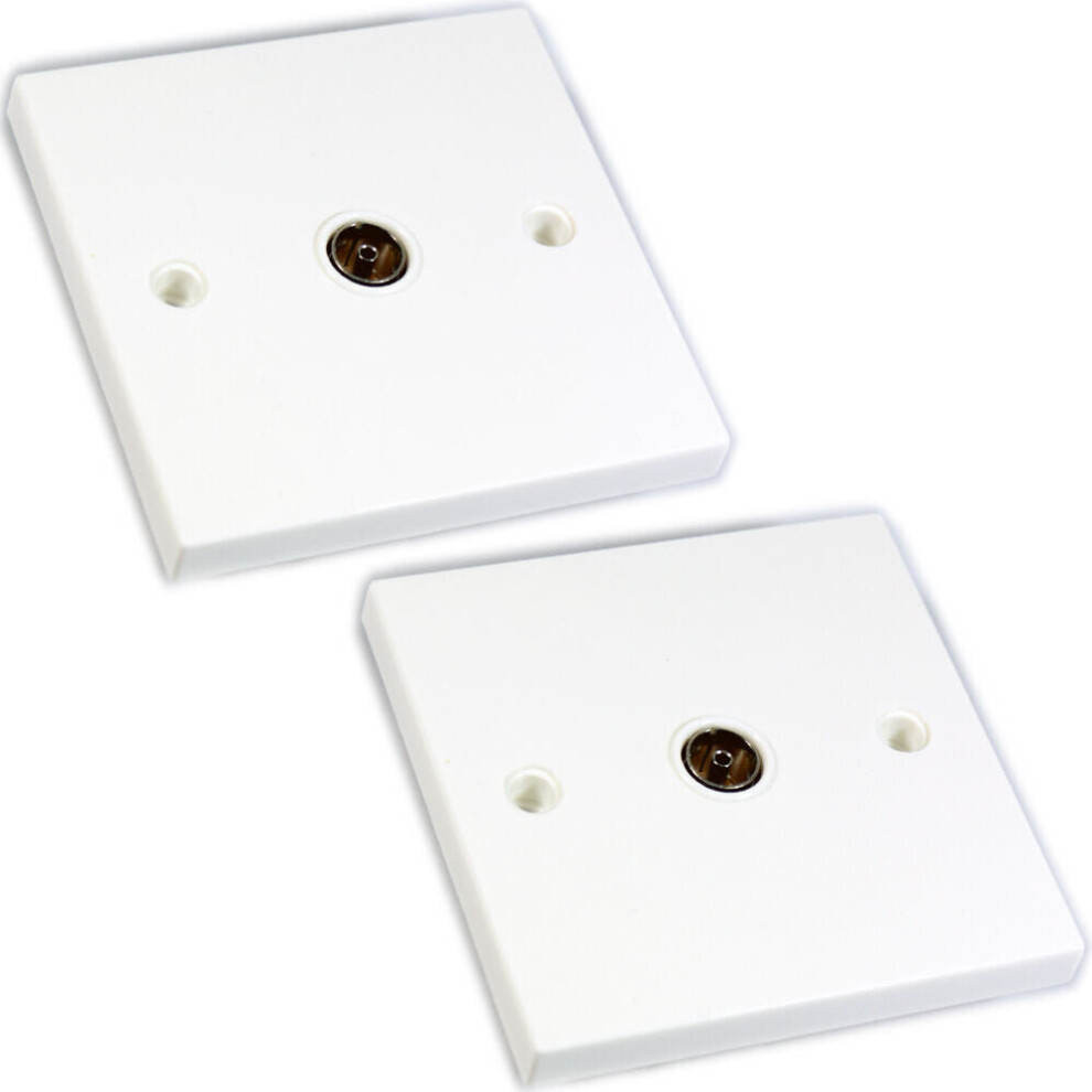 2x Single Aerial Coaxial Socket Wall Face Plate TV Outlet Female Solder UHF