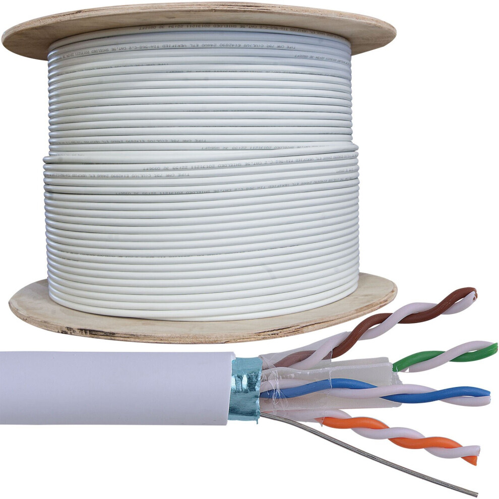 305M Cat6 Ftp Stp Shielded Cable Reel Drum Pure Copper Ethernet Network Lan Rj45 5055538139857