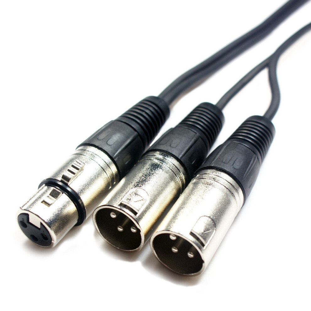 6m 3 Pin XLR Female to 2x Male Y Splitter Cable Audio Microphone Adapter Lead