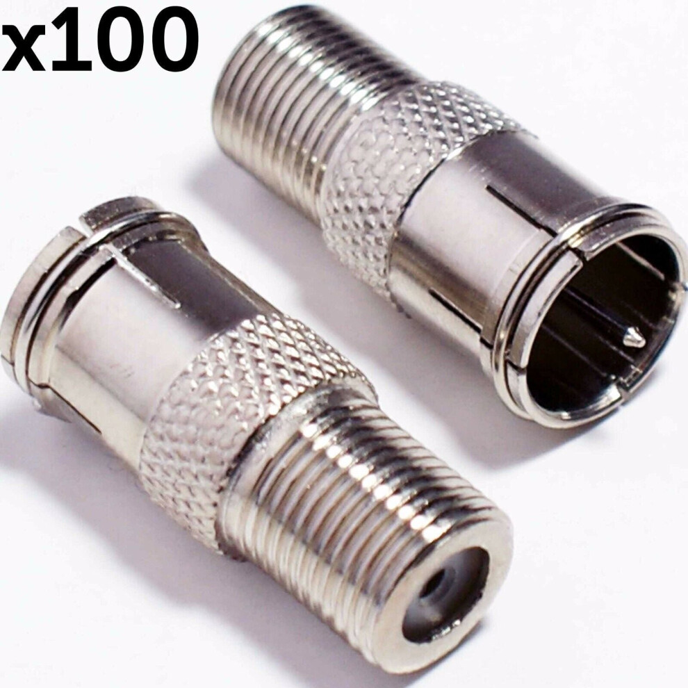 Loops Qty 100 Quick Fit F Connector Male Plug To Female Adapter Push On Rf Coaxial