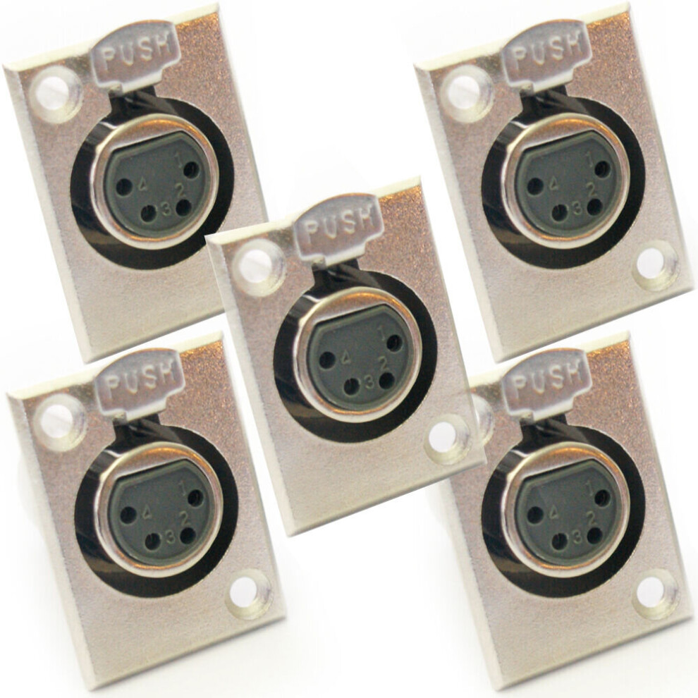 Loops Qty 5 Xlr 4 Pin Pole Female Solder Connector Chassis Panel Mount Module Socket