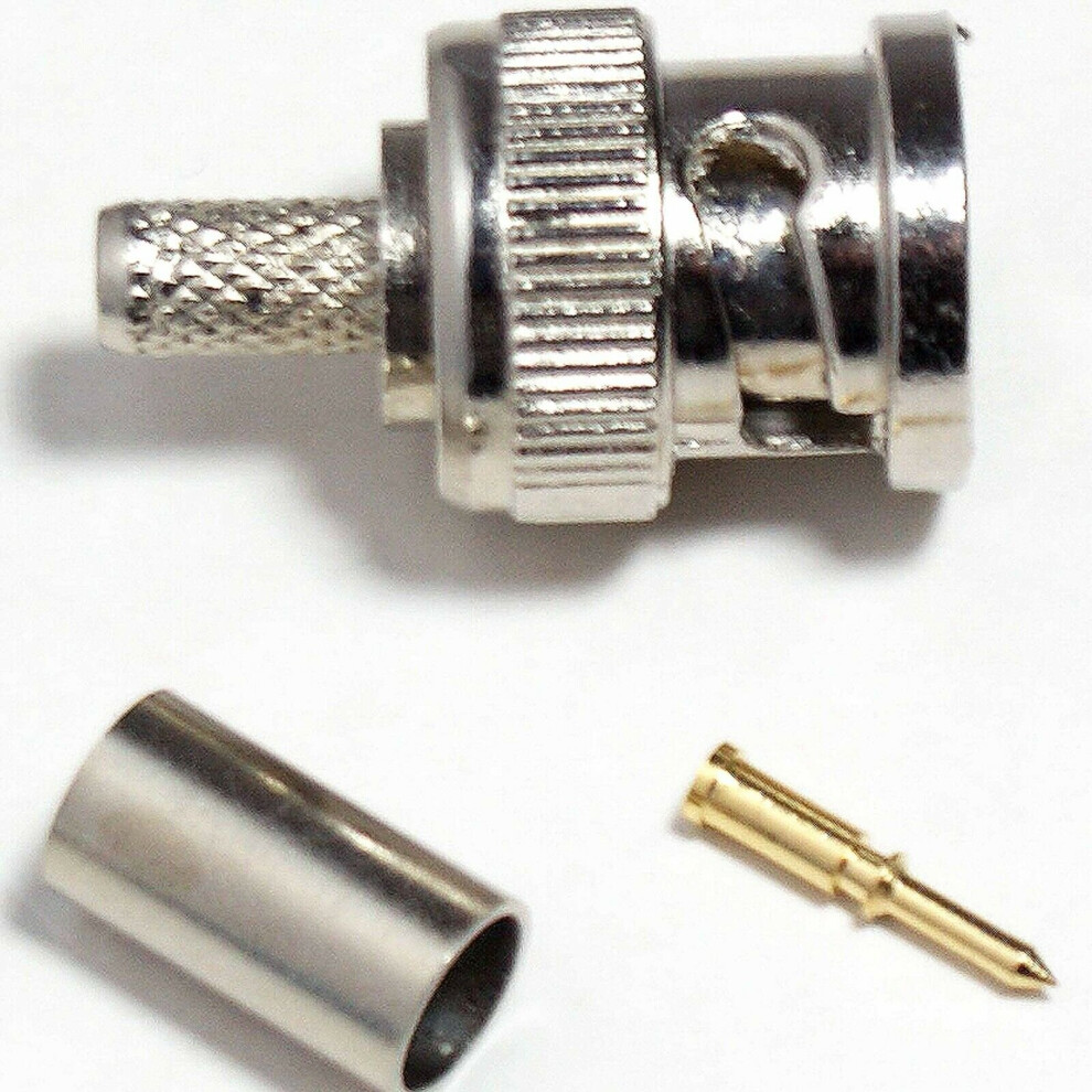 Qty 10 Bnc Male Plug Crimp Connector Cctv Coaxial Cable Rg59 Rg62urm70 5055538199936